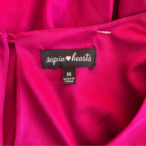 Sequin Hearts Raspberry Pink Dress Lace Trim Hem - NWT - Picture 8 of 8